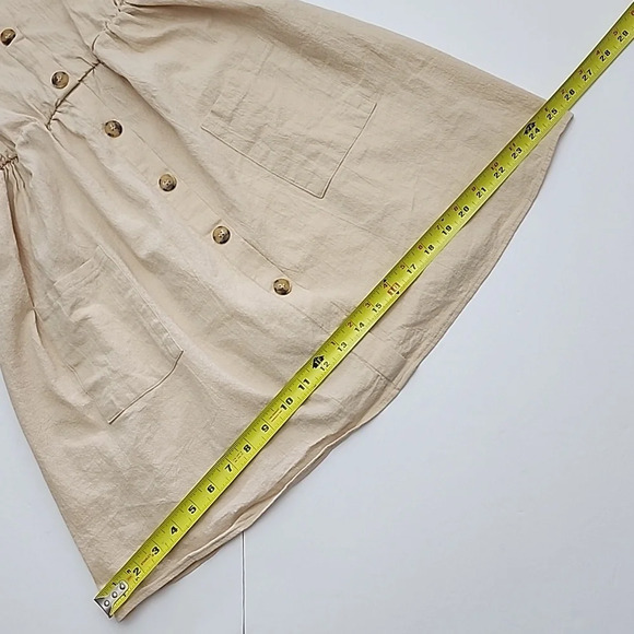 Zaful Women's Tan  Smocked Mock Button Cami Pocket Dress Size 8 - Picture 9 of 11